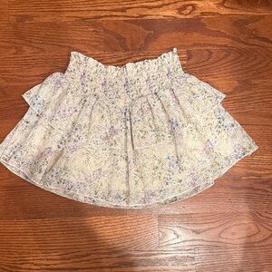 Katie J NYC Cream Floral Mini Skirt